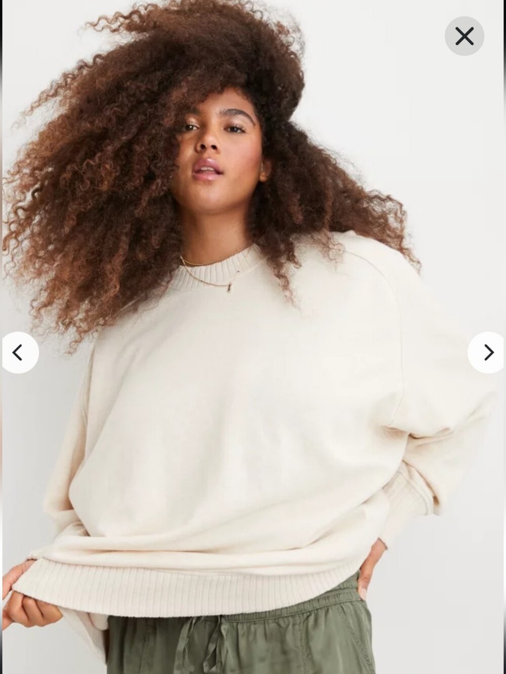 Aerie Down-To-Earth Oversize Crew Cream/Oatmeal Long Sleeve Sweatshirt  XXS